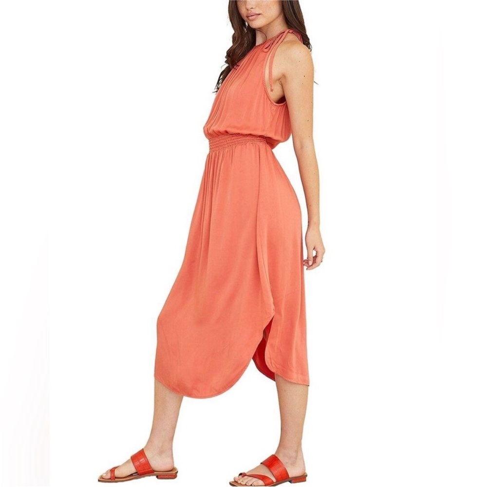 Bella Dahl Santorini Mojave Red Smocked Waist Dress NWT Medium